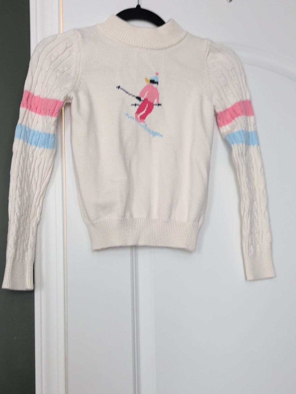 Janie and Jack Cream Cable-Knit Sweater with Pink & Blue Stripes